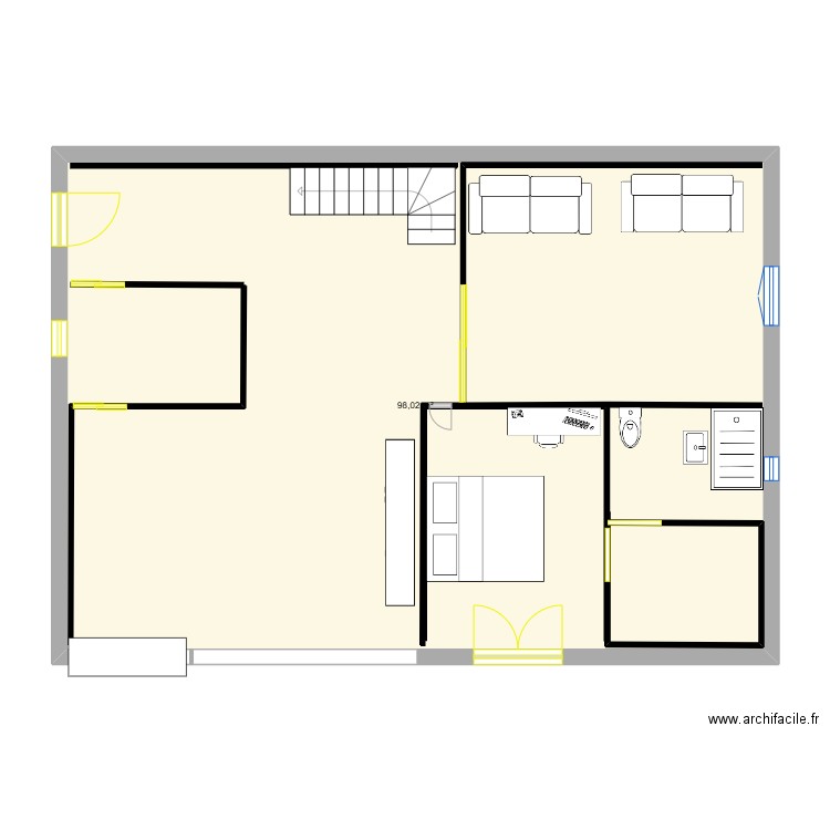 plans 2. Plan de 1 pièce et 98 m2
