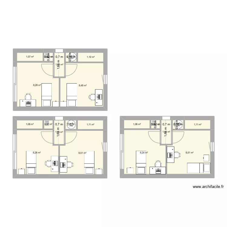 BERRARD. Plan de 21  et 63 m²