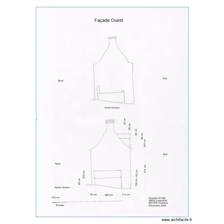 Facade Ouest D1446. Plan de 