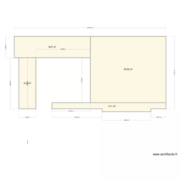 Albert Catherine Corbere les cabanes. Plan de 4 pièces et 42 m²