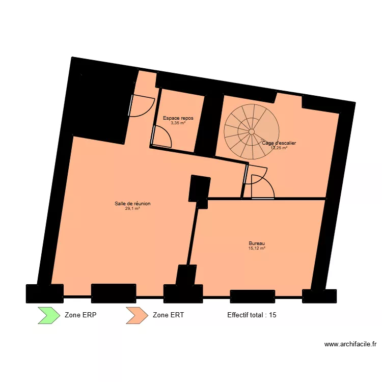 Issoire R+1 - ERP. Plan de 12  et 78 m²
