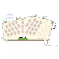 TROPHEES  DE LA PERFORMANCE le 10 Décembre  2026 15 x2 tables  rectangulaires 140X60  15 x 2 tables 120x60 de 8 pers  240 pers  espace champagne prop 8.