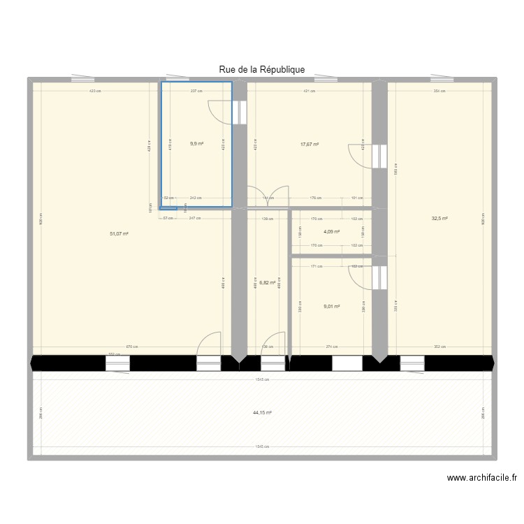 173 République R+2 futur 2. Plan de 8 pièces et 175 m2