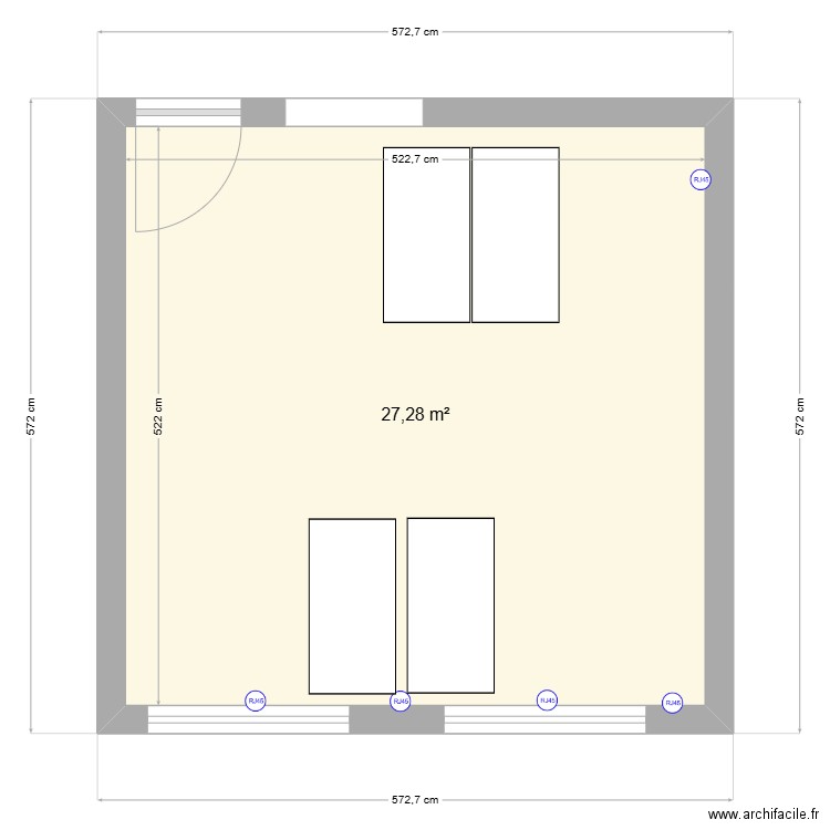 DRG. Plan de 1 pièce et 27 m2