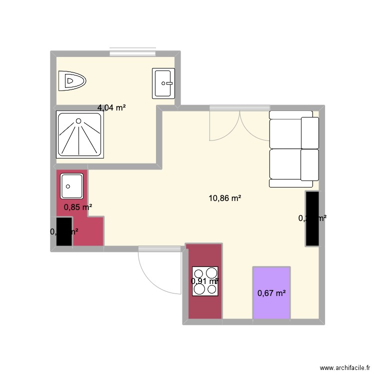 studio jaures 4. Plan de 7 pièces et 18 m2