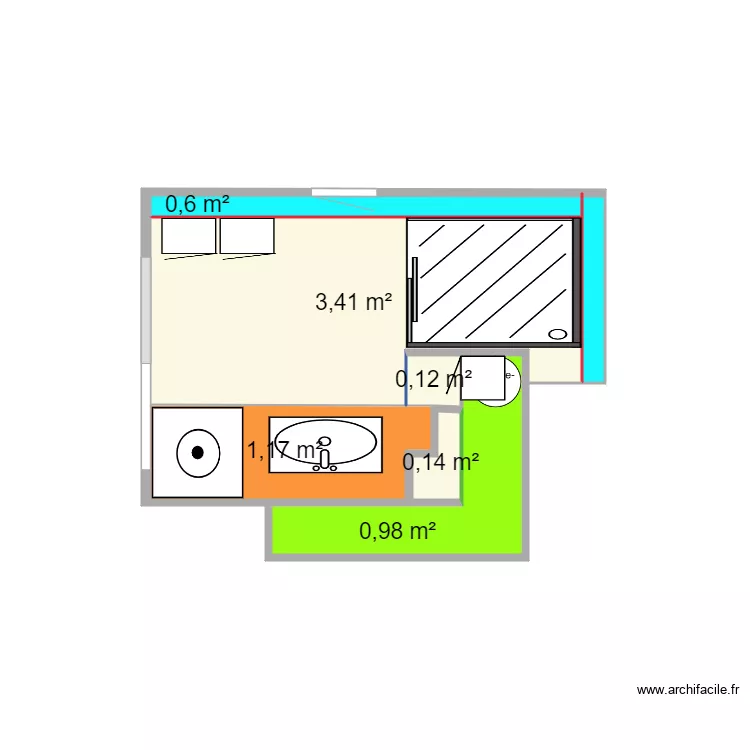 Salle de bains RdC. Fev 24. Plan de 