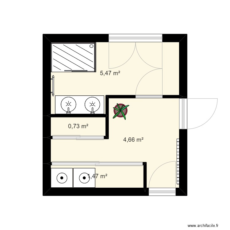 Suite parentale. Plan de 4 pièces et 12 m2