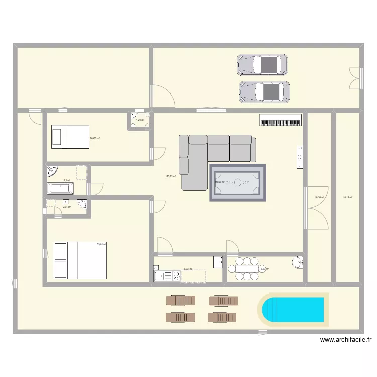deux chambre salon. Plan de 