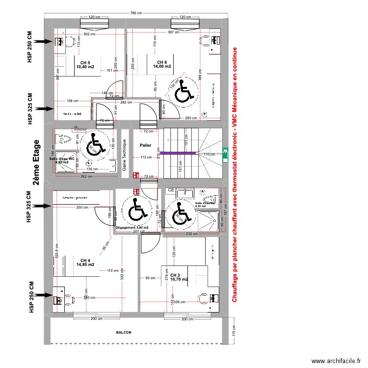 21 Bis plaine 2EME ETAGE V1 Etudiant  01-08-2024. Plan de 9 pièces et 42 m2