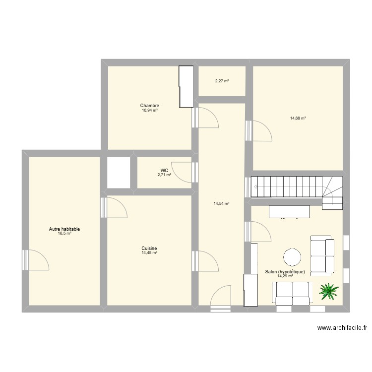 maison. Plan de 8 pièces et 90 m2