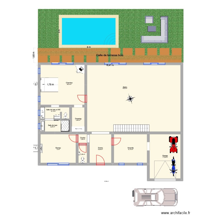 mora mora. Plan de 11 pièces et 167 m2