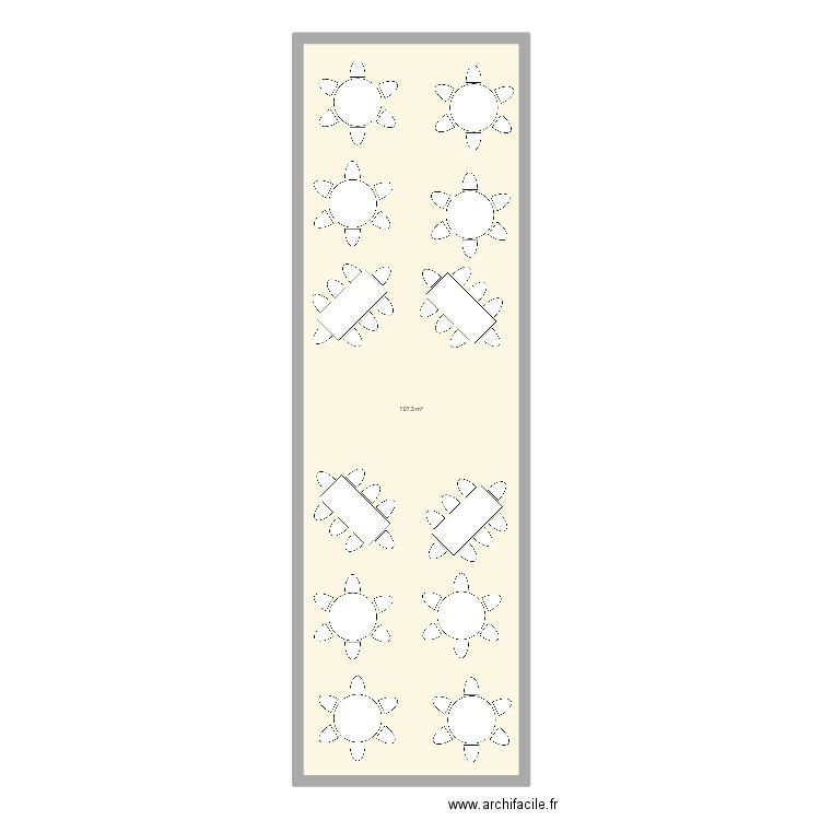 Centre diagonale. Plan de 1 pièce et 107 m2