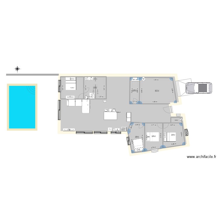Plan Erwan Roscel. Plan de 9 pièces et 227 m2
