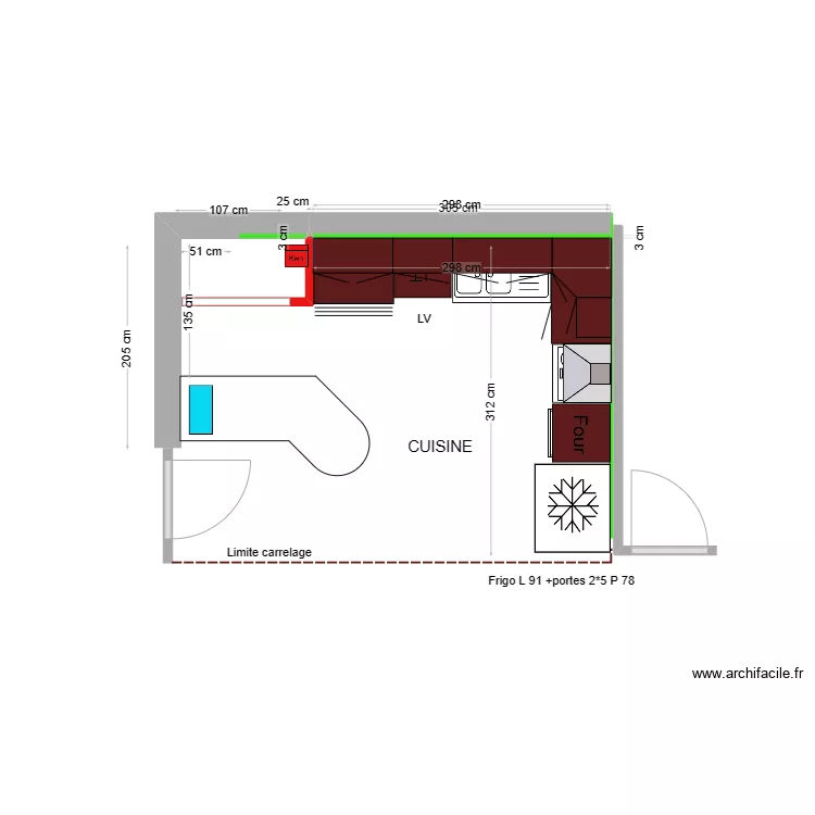 JEREMIE  CUISINE  variante . Plan de 