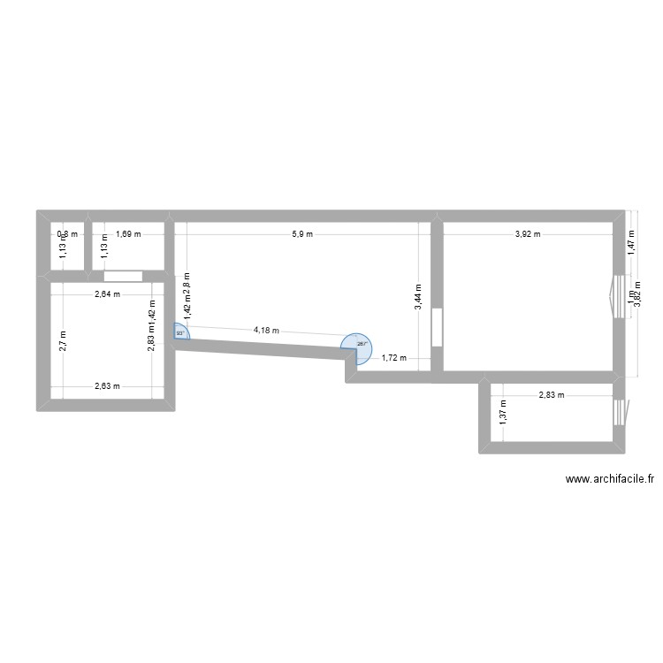 ETAGE DROITE. Plan de 4 pièces et 31 m2