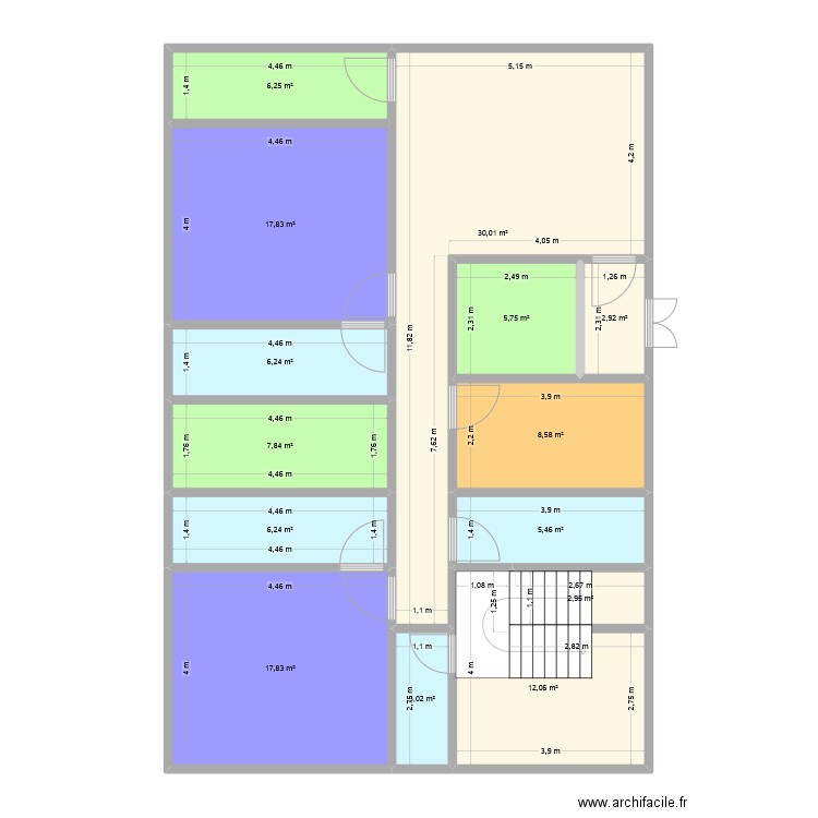 Diamaguene RDC keur appart. Plan de 14 pièces et 133 m2