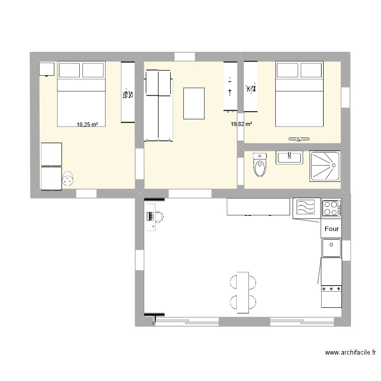 chemin de la grave. Plan de 2 pièces et 30 m2