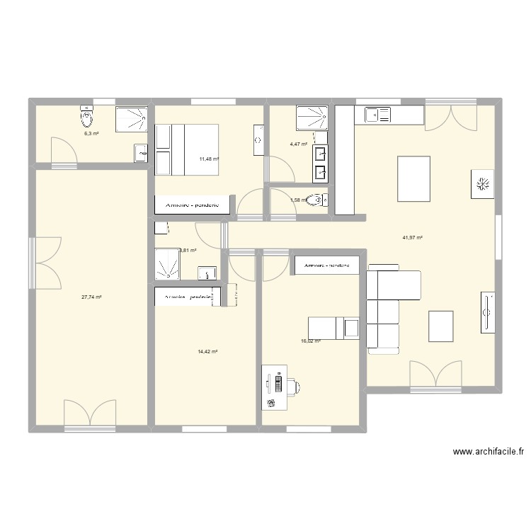 plan final. Plan de 9 pièces et 128 m2