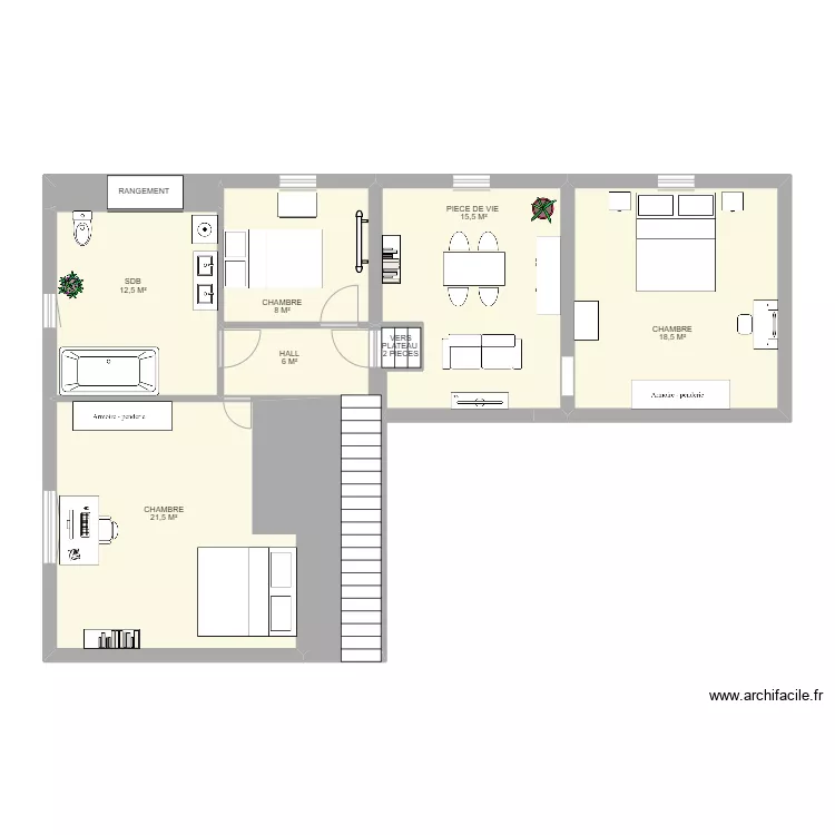 2&egrave;me ETAGE MONTOLIVET. Plan de 