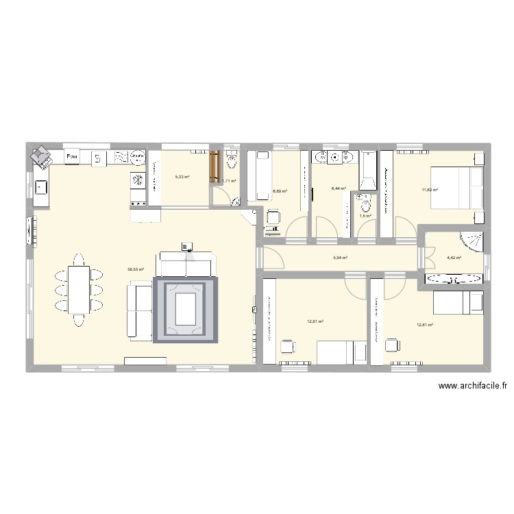 rom19848. Plan de 11 pièces et 128 m2