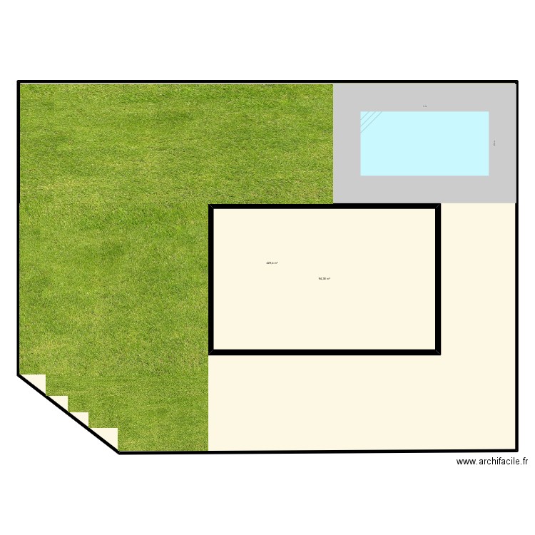 Piscine. Plan de 2 pièces et 628 m2