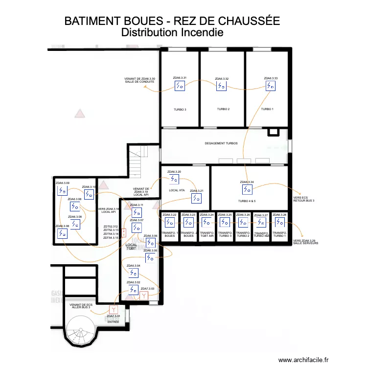 REZ DE CHAUSSEE BATIMENT BOUES. Plan de REZ DE CHAUSSEE BATIMENT BOUES. Plan de