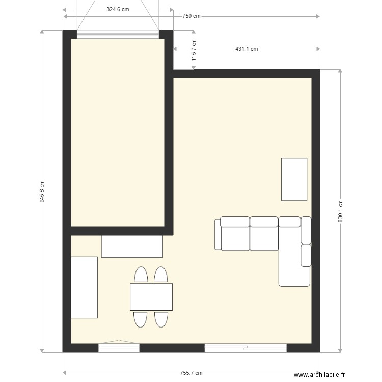 sylvie. Plan de 2 pièces et 56 m2
