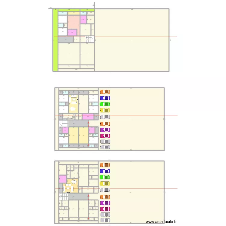 Plan Dabou Cote Ecole R+2. Plan de 114 pièces et 3444 m²