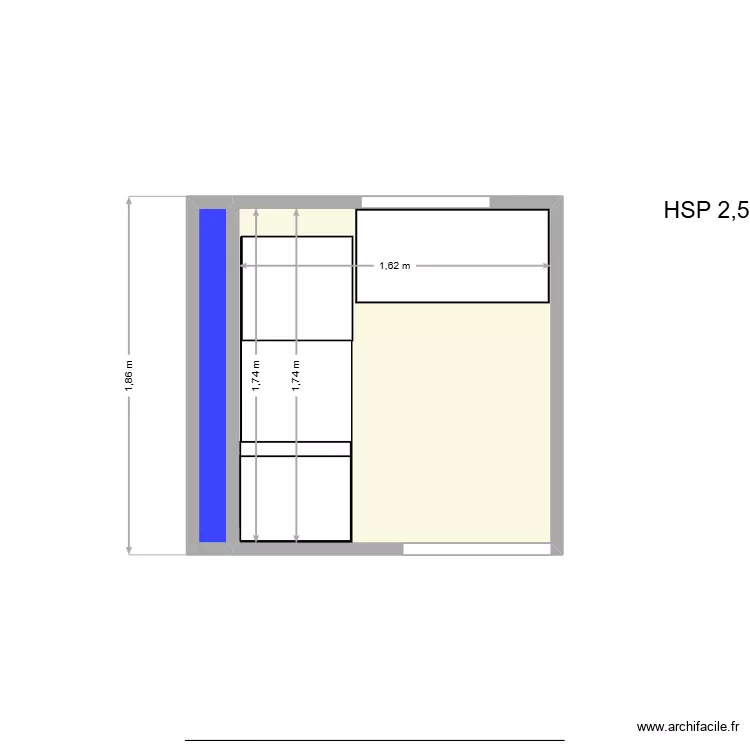 Dressing Mazen1. Plan de 2  et 3 m²
