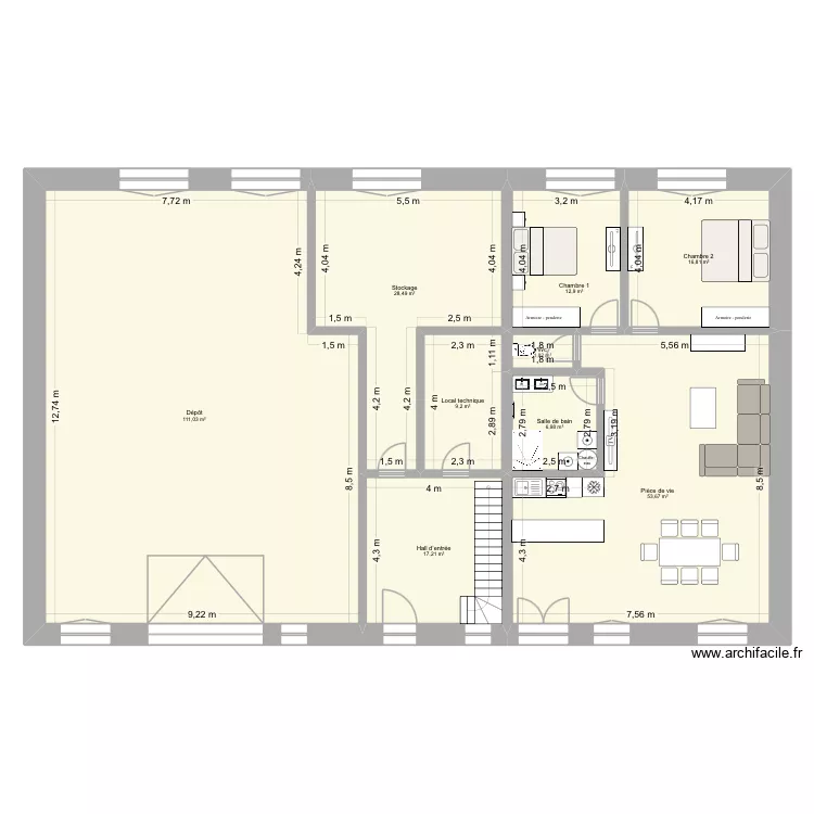 Rdc. Plan de 9 Pièces et 258 m²