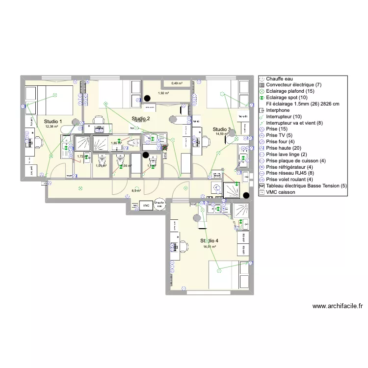 CG RICHELIEU 4WC VF4 ELECTRICITE. Plan de 