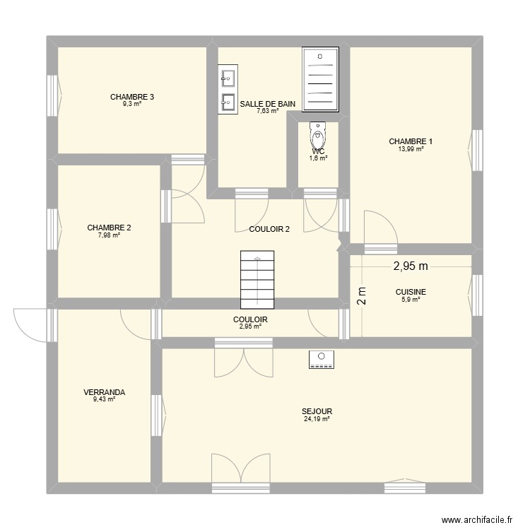 v1 MAISON ELISE & ROMEO. Plan de 10 pièces et 93 m2