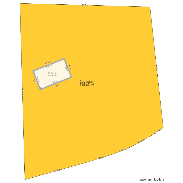 Cadastre. Plan de 1 pièce et 52 m2