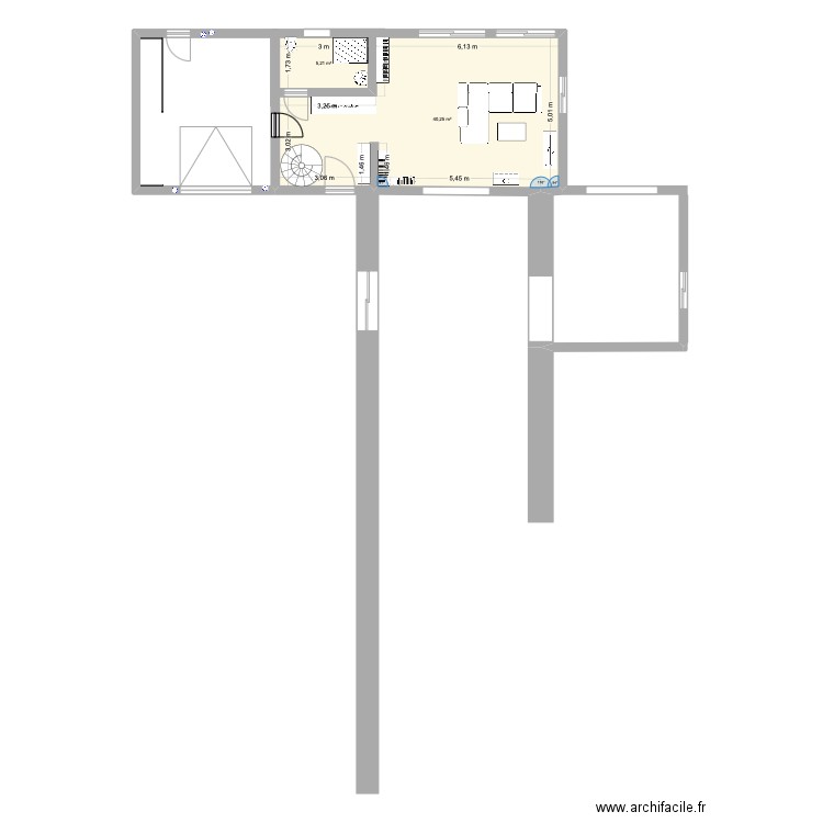 CRECHE PHASE 2. Plan de 2 pièces et 45 m2