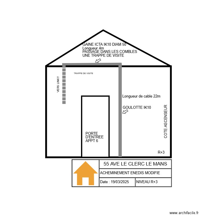 ACHEMINE ENEDIS R+3 MODIFIE. Plan de 0 pièce et 0 m2