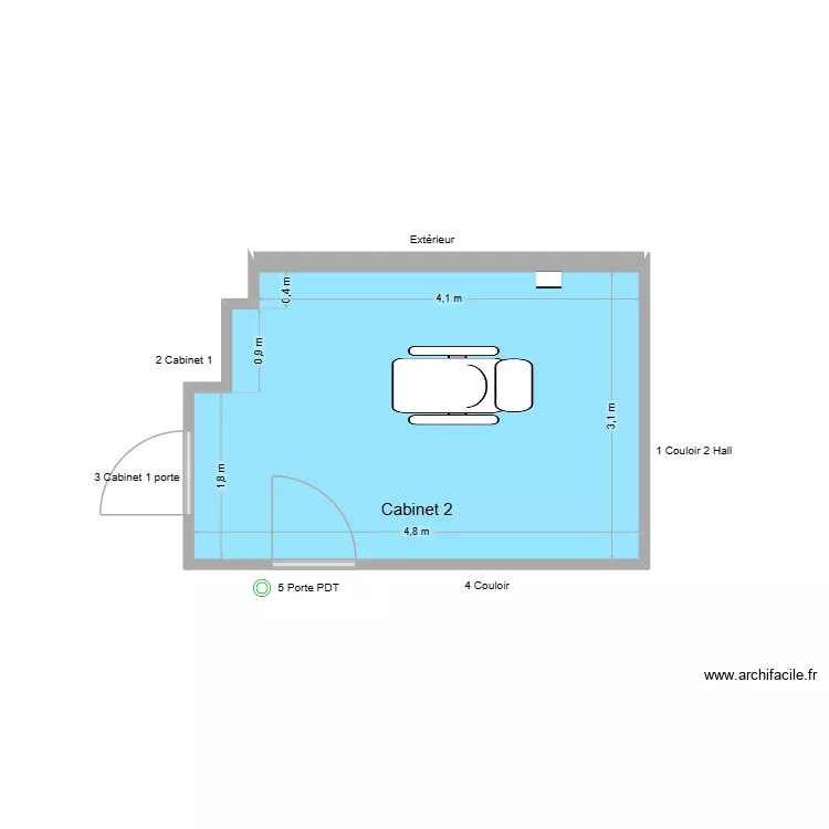 10511 Cabinet 2. Plan de 1  et 14 m²