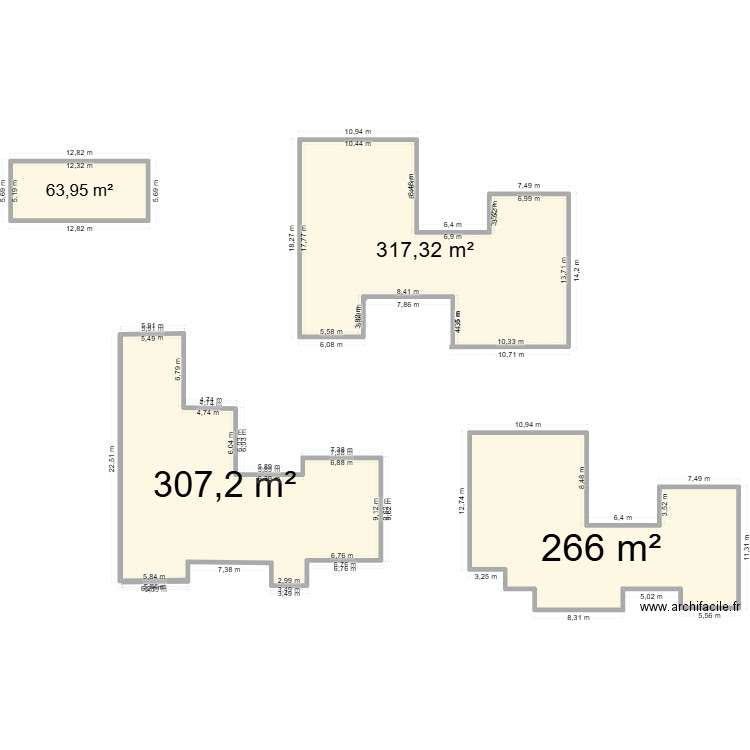 rez de chaussee. Plan de 4 pièces et 954 m2