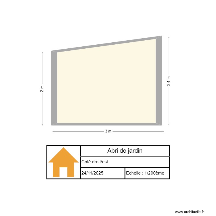 Coté droit. Plan de 1 pièce et 6 m2
