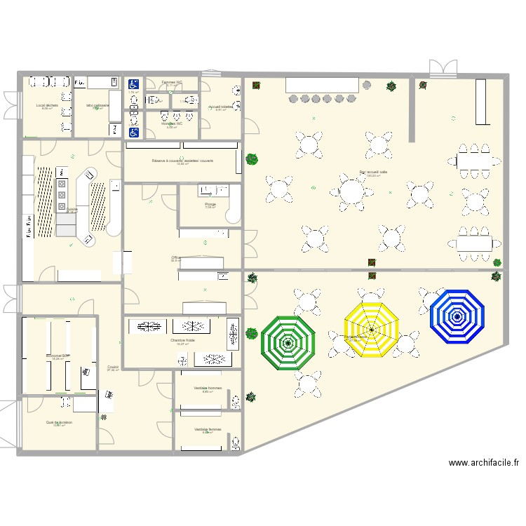 brasserie virgile. Plan de 21 pièces et 424 m2