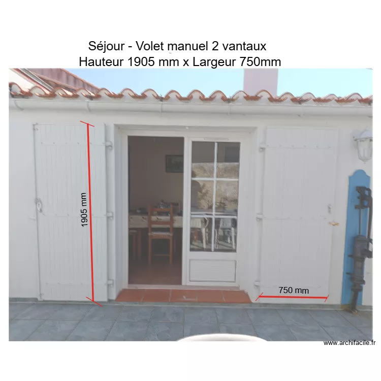 Séjour: Volet 2 vantaux. Plan de Séjour: Volet 2 vantaux. Plan de