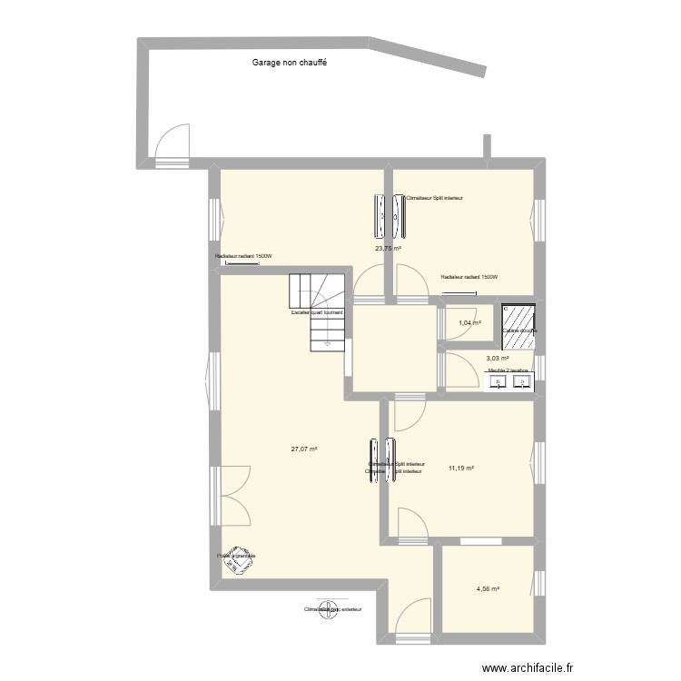 MARTIN NINA. Plan de 6 pièces et 71 m2