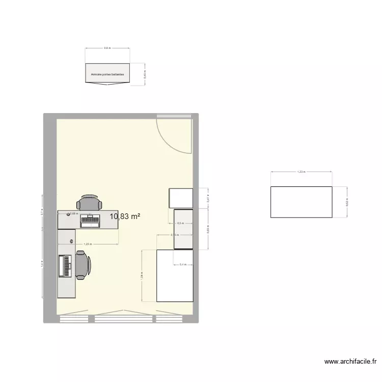 Bureau-3. Plan de 1 Pièce et 11 m² Bureau-3. Plan de 1 Pièce et 11 m²