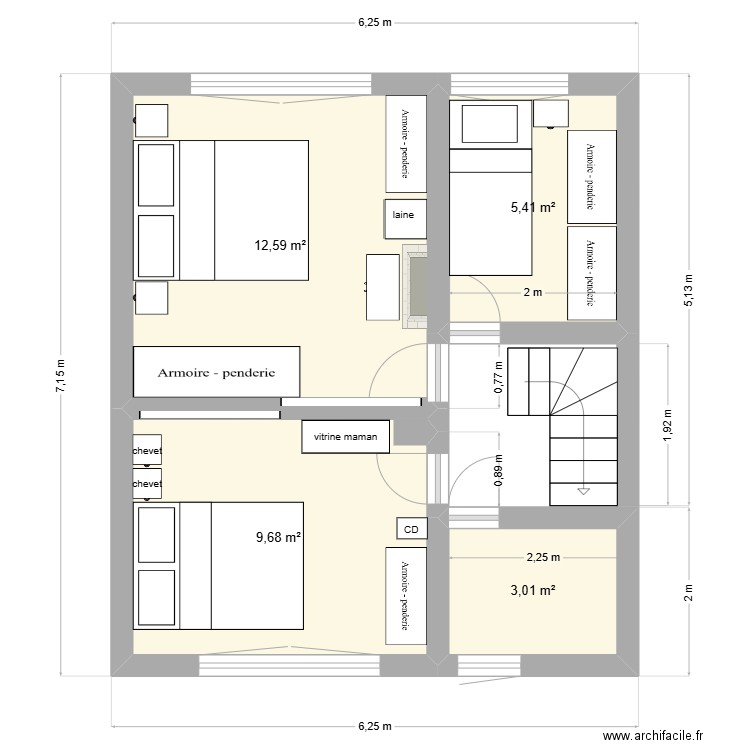 étage 22/04/2025. Plan de 4 pièces et 31 m2