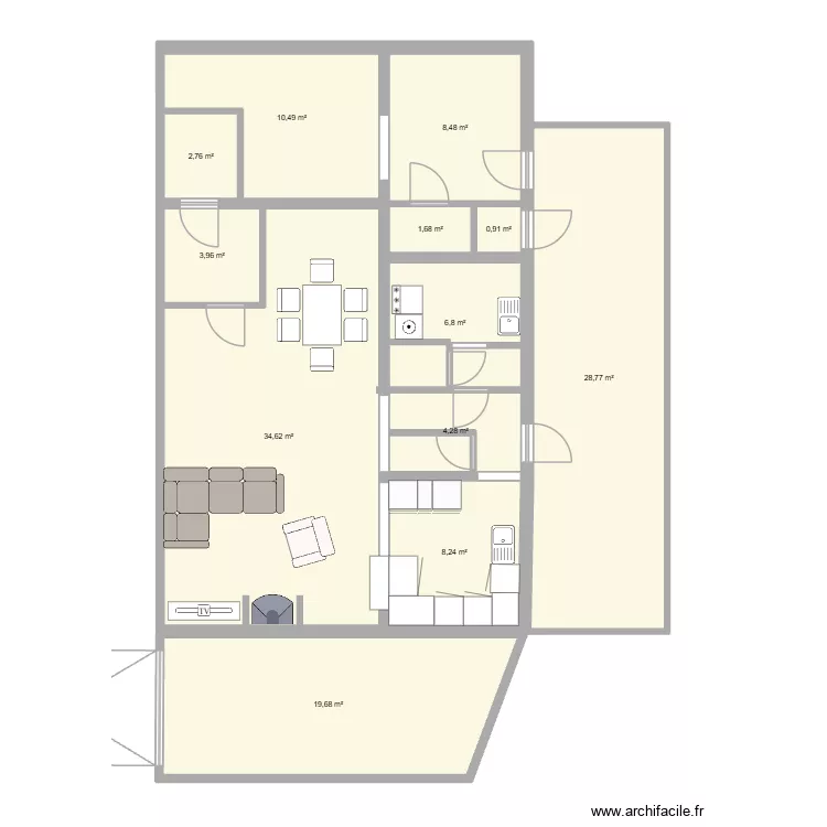 Grand chemin de messine 86 test amenagement 2. Plan de 19 Pièces et 191 m²