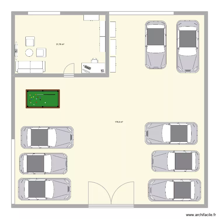 garage. Plan de 2  et 210 m²