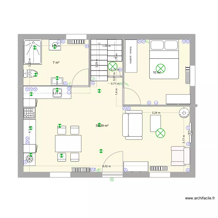 Chez mémé plan électrique. Plan de 3 Pièces et 50 m² Chez mémé plan électrique. Plan de 3 Pièces et 50 m²