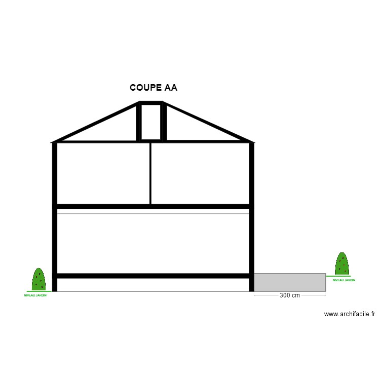 COUPE AA - AVANT TRAVAUX. Plan de 0 pièce et 0 m2