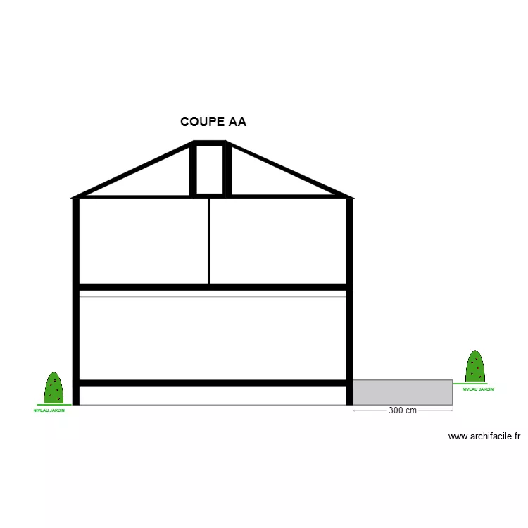 COUPE AA - AVANT TRAVAUX. Plan de 