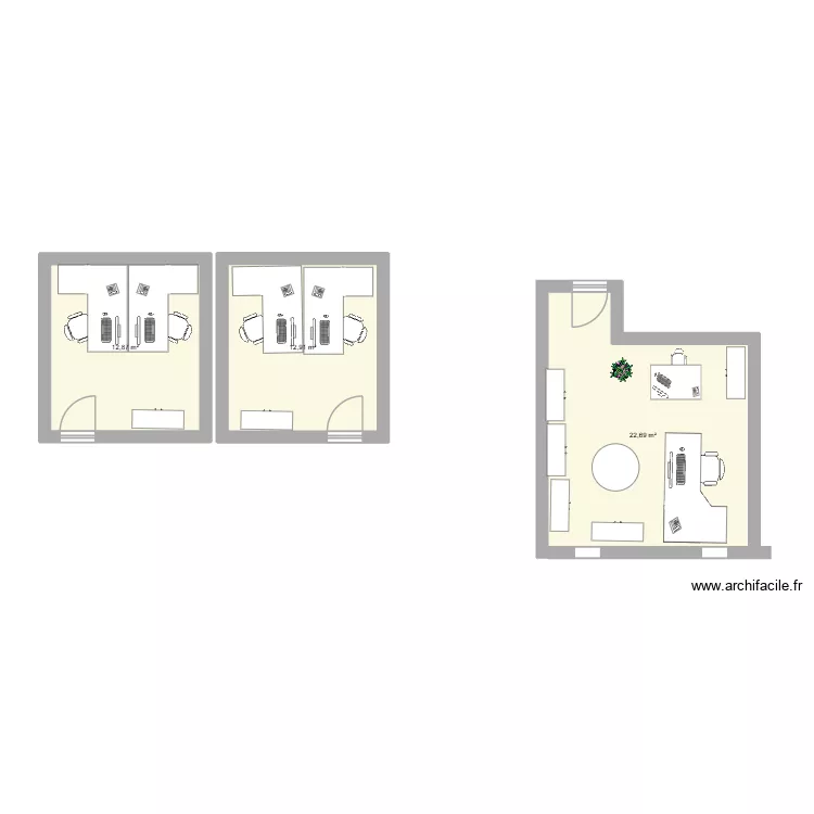 2 2 1 DEMENAGEMENT. Plan de 3 Pièces et 48 m²