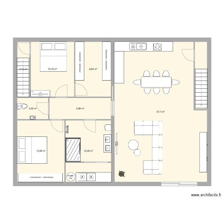 Aumetz RDC. Plan de 8 pièces et 115 m2